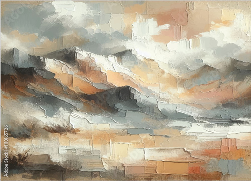 Art dry oil pastel painting canvas painting wall. impressionism, beige, white, warm gray, soft tones, abstract texture pastel color stain brushstroke texture