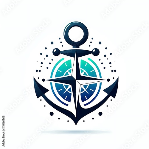 Anchor and compass logo design. photo