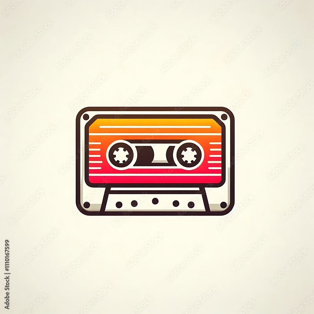 Retro cassette tape illustration in vibrant colors. Retro cassette tape illustration in vibrant colors.