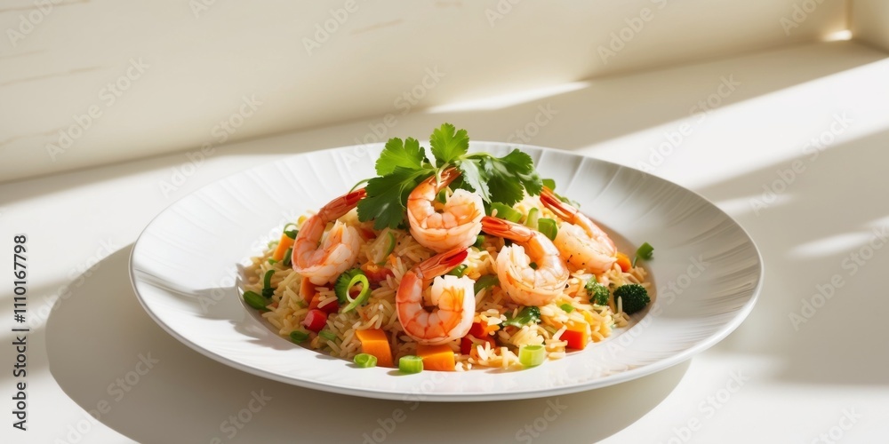 Fresh Shrimp Fried Rice with Colorful Vegetables. Fresh Shrimp Fried Rice with Colorful Vegetables.