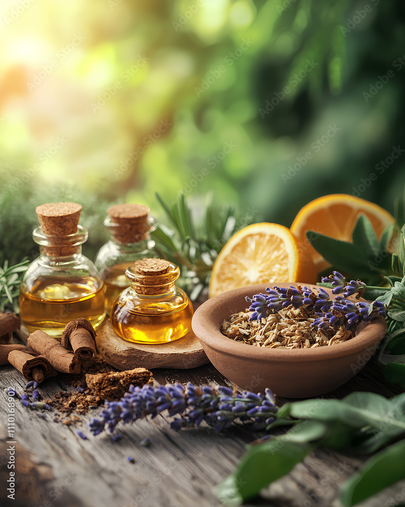 Close-Up of Natural Perfume Oil Ingredients on Rustic Wooden Surface
Close-Up of Natural Perfume Oil Ingredients on Rustic Wooden Surface