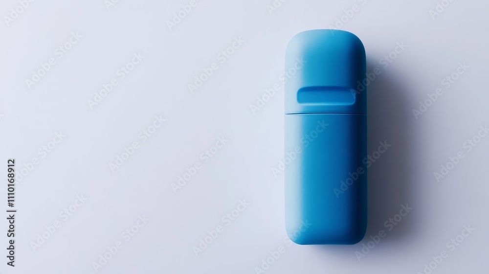 A blue object with a button on top of it A blue object with a button on top of it