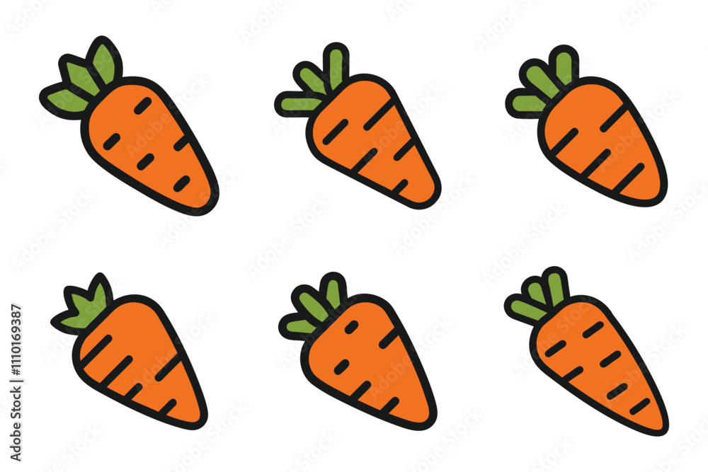 Carrot with leaves outline silhouette icon set on white background Carrot with leaves outline silhouette icon set on white background