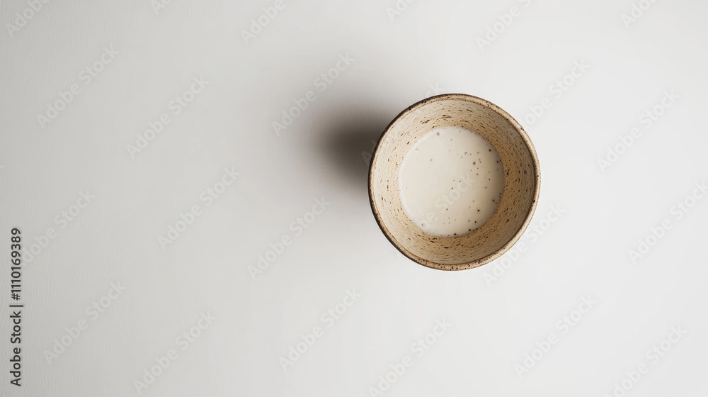 Bowl of creamy yogurt viewed from above on a clean white background for culinary and health concepts Bowl of creamy yogurt viewed from above on a clean white background for culinary and health concepts