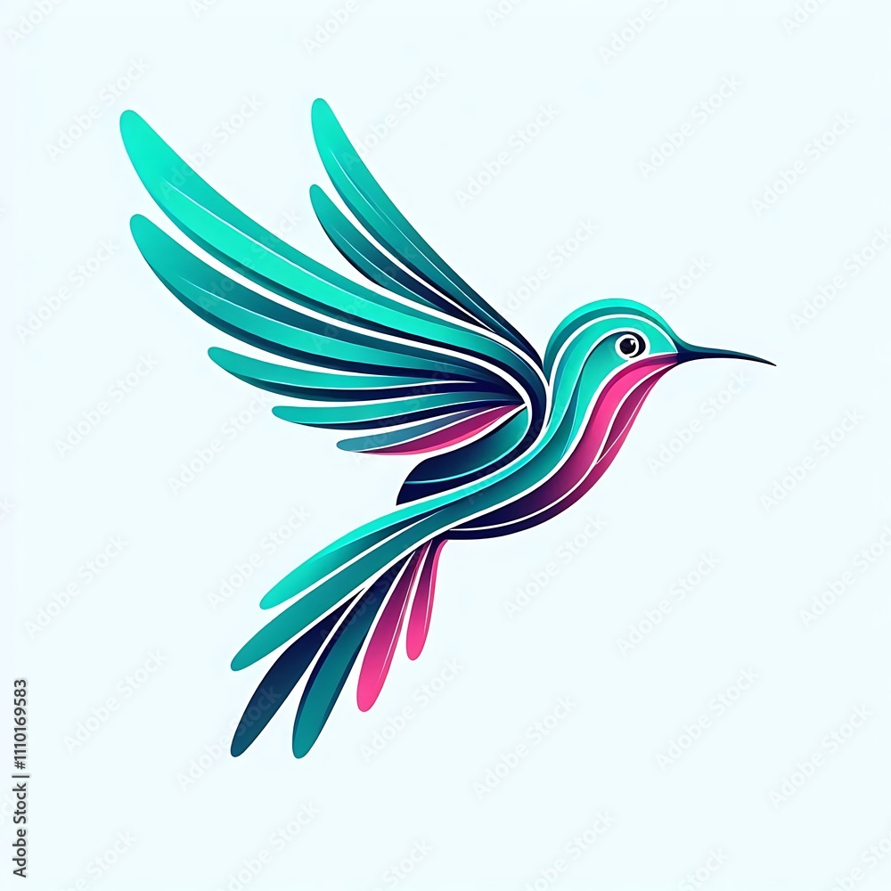 Obraz premium Colorful stylized hummingbird in flight.