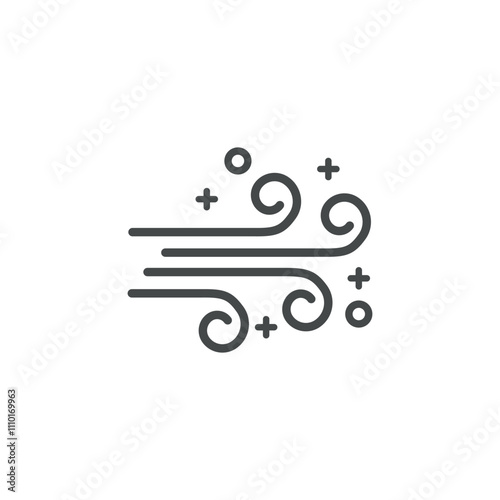 vector illustration flat design of wind blowing, smoke minimalist line design. 