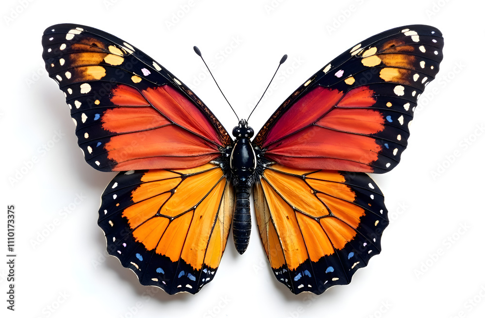 Fototapeta premium Beautiful multicolored butterfly on a white background