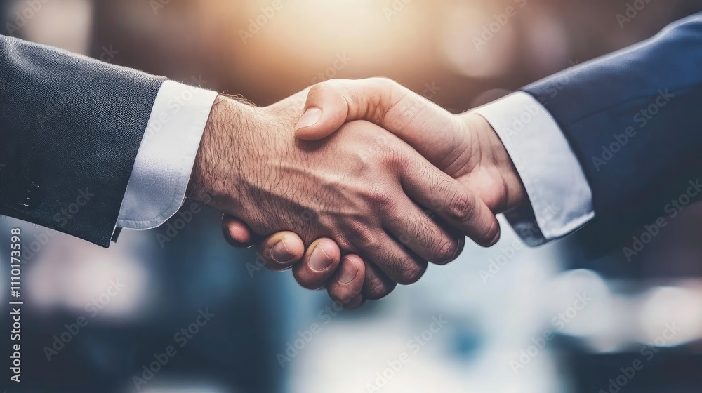 Cheerful business partners shaking hands in office to signify successful negotiation and collaboration, expressing mutual agreement and partnership. Cheerful business partners shaking hands in office to signify successful negotiation and collaboration, expressing mutual agreement and partnership.
