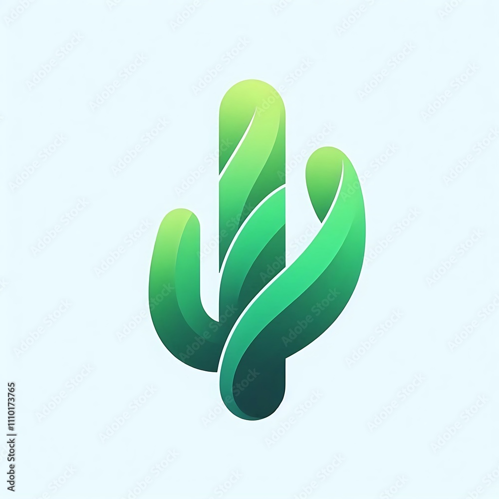 Stylized green cactus illustration on a light background. Stylized green cactus illustration on a light background.