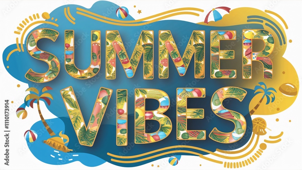 Fototapeta premium Summer Vibes, Tropical Fruits & Beach Party Design