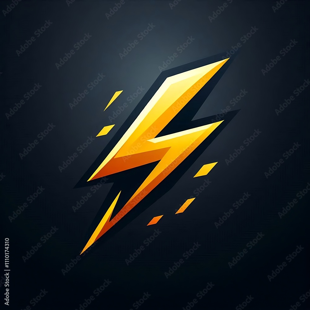 Bright yellow lightning bolt graphic on dark background. Bright yellow lightning bolt graphic on dark background.