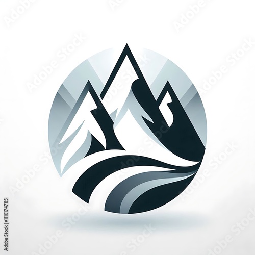 Abstract design featuring mountains and flowing lines. photo