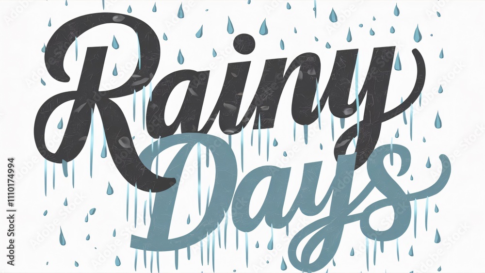 Rainy Days Typography, Stylish Lettering Art for Rainy Season Designs Rainy Days Typography, Stylish Lettering Art for Rainy Season Designs