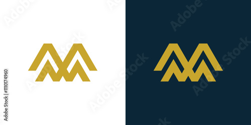 Double letter m for company logo template, Letter double M luxury logo