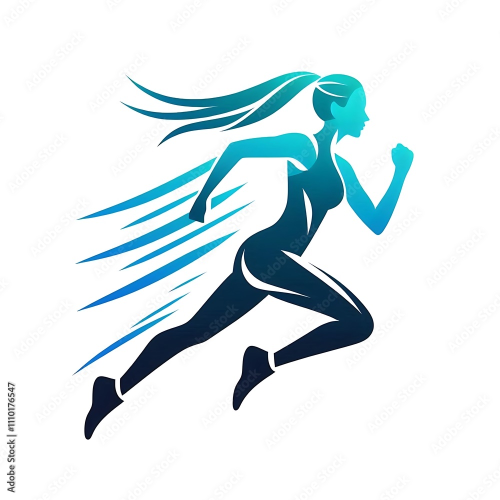 Fototapeta premium Dynamic silhouette of a woman running swiftly.