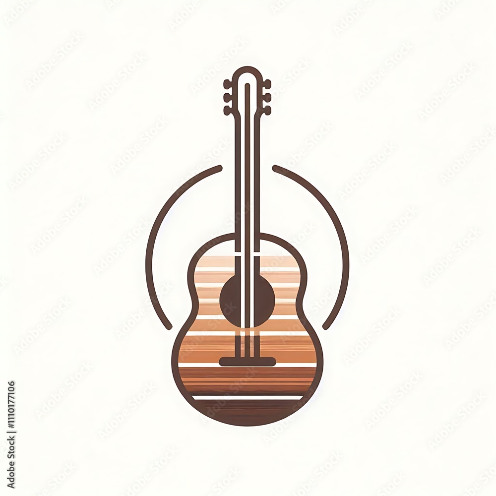 Naklejka premium Stylized acoustic guitar illustration.