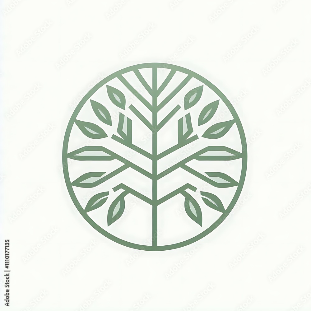 Obraz premium Circular tree design with stylized leaves.