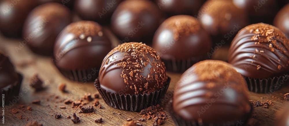 Decadent Chocolate Truffles Artfully Arranged on a Rustic Wooden Surface Ready for Gourmet Indulgence Decadent Chocolate Truffles Artfully Arranged on a Rustic Wooden Surface Ready for Gourmet Indulgence