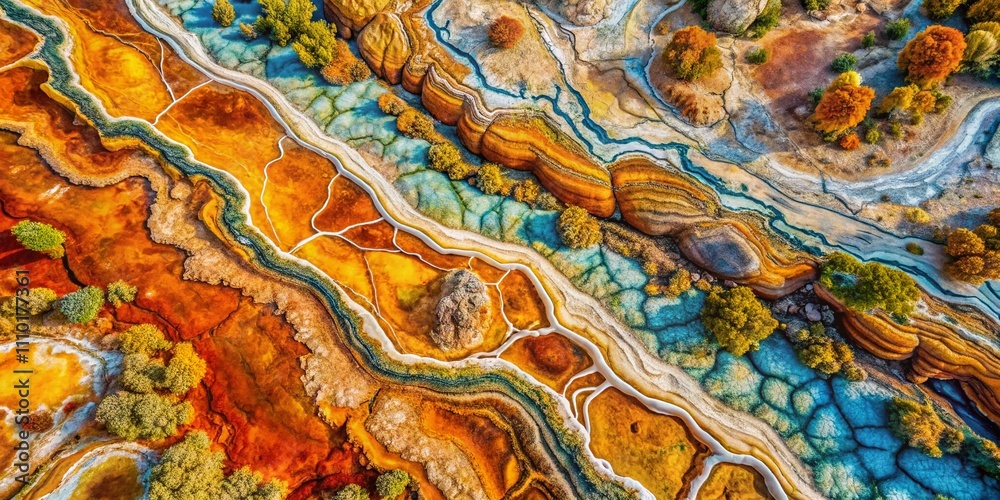 Fototapeta premium Aerial View of Natural Stone Texture Background Showcasing Unique Patterns and Earthy Tones for Creative Design and Artistic Inspiration in Landscape Photography