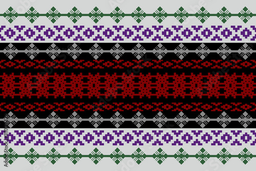 Ethnic pattern seamless, Geometric design ,Aztec embroidery border seamless patterns.ethnic design,  pattern art wallpaper Background, Design for fabric, curtain, carpet ,geometry seamless pattern