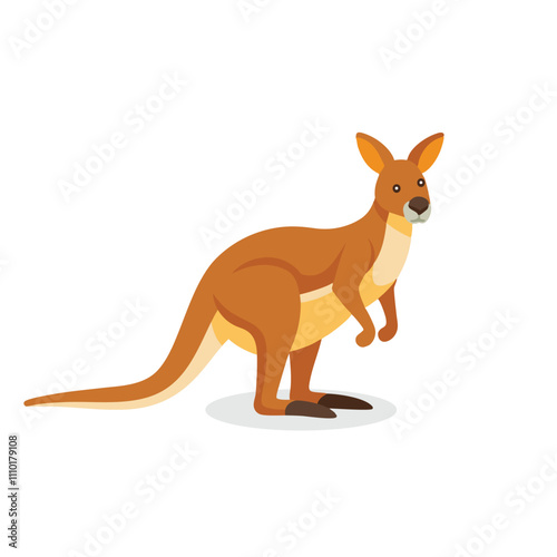 Kangaroo animal isolated flat vector illustration on white background