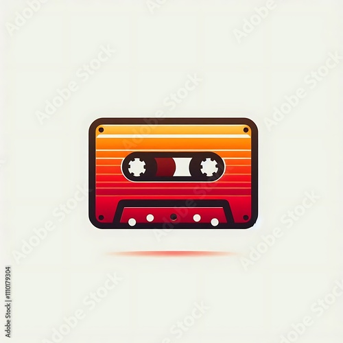 Vintage cassette tape illustration with gradient colors.