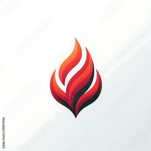 Abstract flame logo in red and black colors. photo