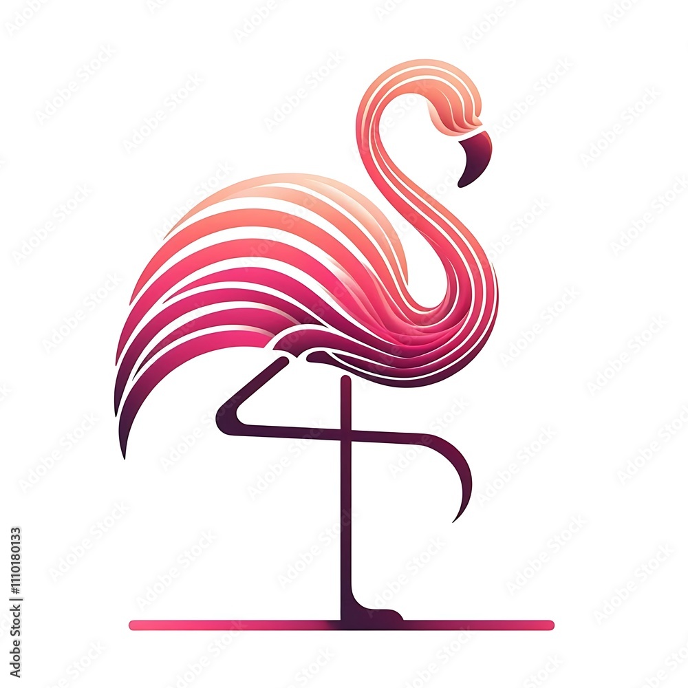 Stylized flamingo illustration with gradient colors. Stylized flamingo illustration with gradient colors.