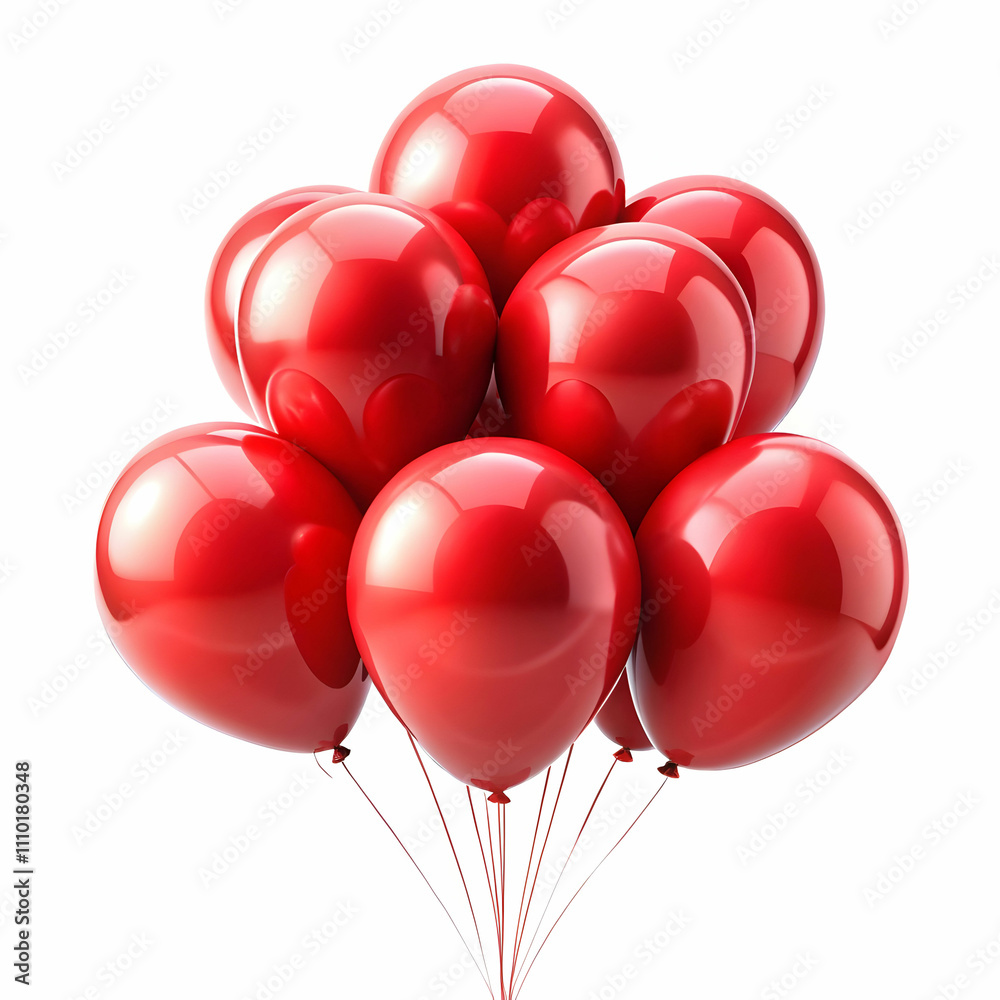 realistic red 3d balloons isolated on background realistic red 3d balloons isolated on background