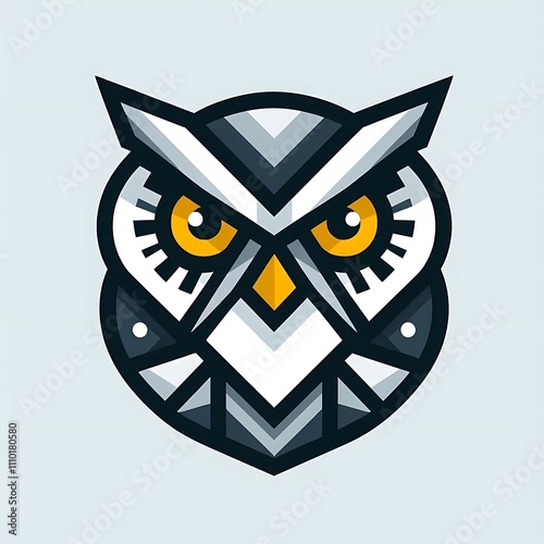 Stylized owl illustration with geometric design. photo