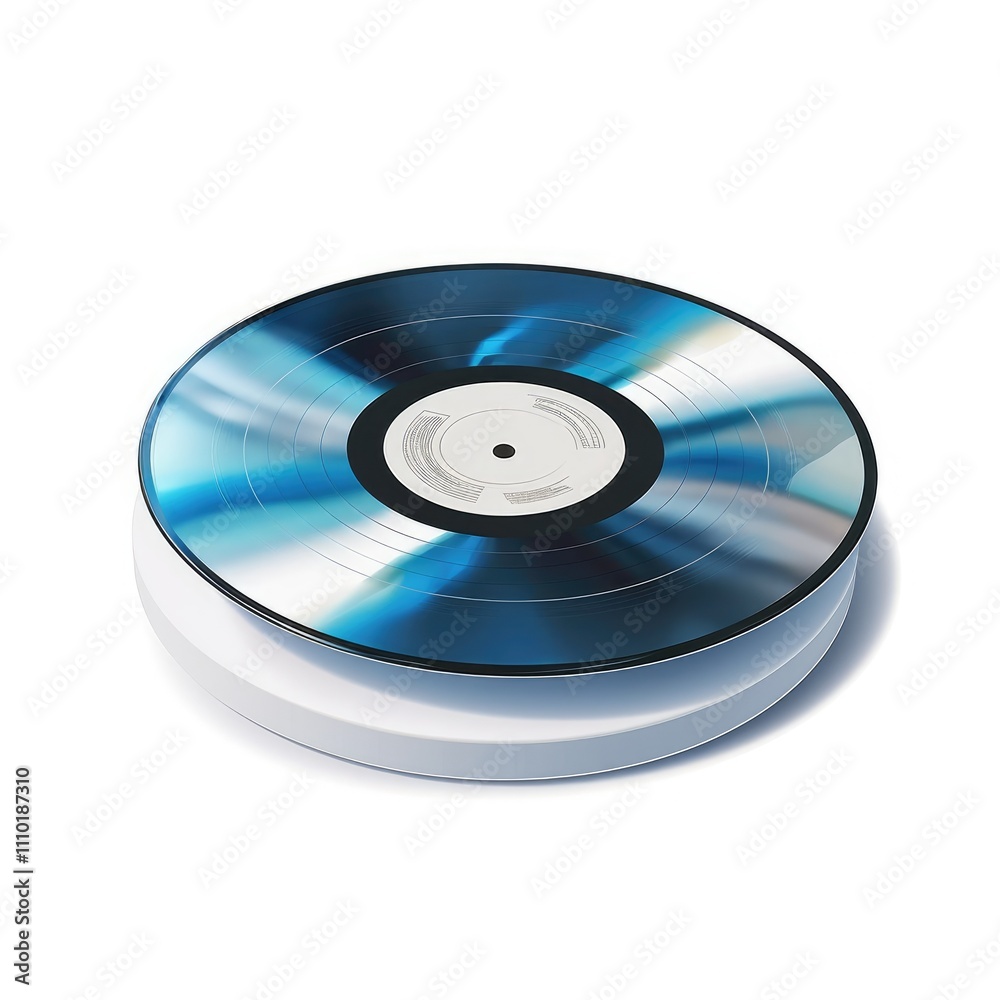 Blue metallic disc on white surface. Blue metallic disc on white surface.