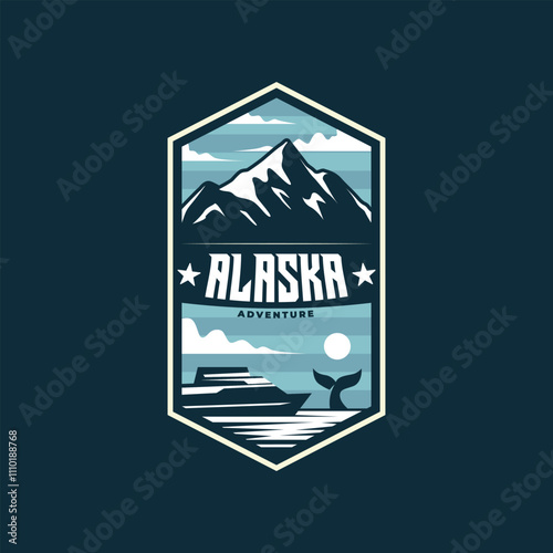 vintage Alaska mountain adventure poster logo vector illustration design. retro Alaska national park emblem logo concept