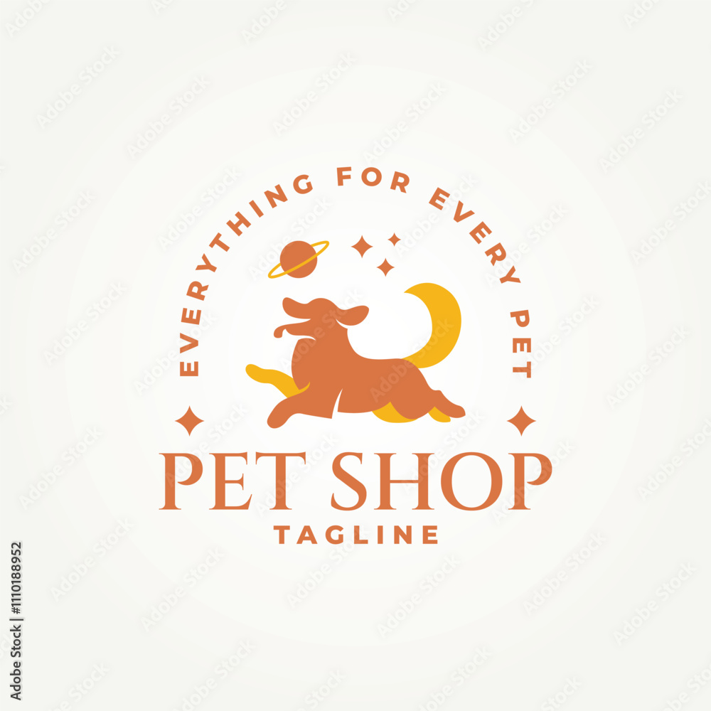 minimalist pet shop icon logo vector illustration design. simple modern dog playing ball with paw symbol logo concept minimalist pet shop icon logo vector illustration design. simple modern dog playing ball with paw symbol logo concept