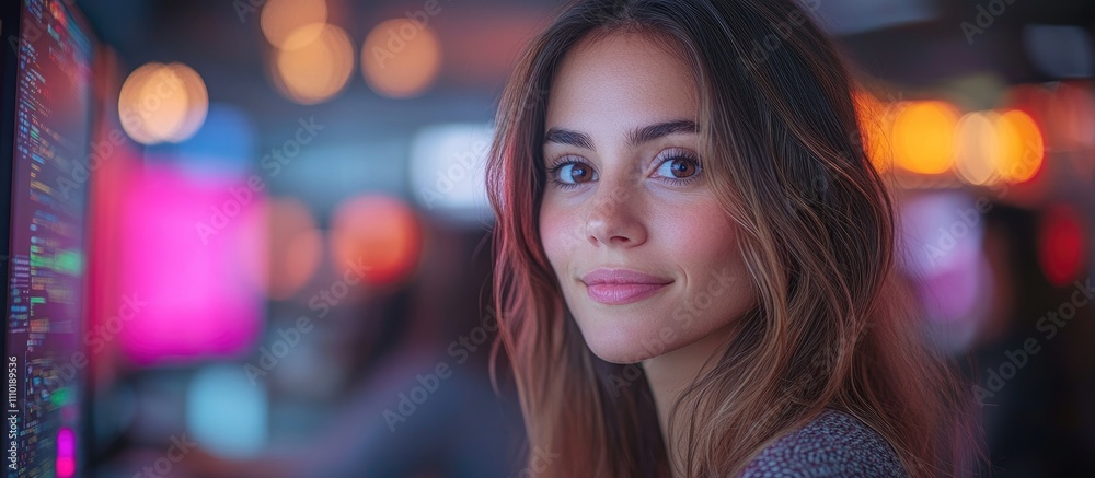 Female programmer discussing strategy with colleagues in a modern startup atmosphere focusing on teamwork and innovation. Female programmer discussing strategy with colleagues in a modern startup atmosphere focusing on teamwork and innovation.