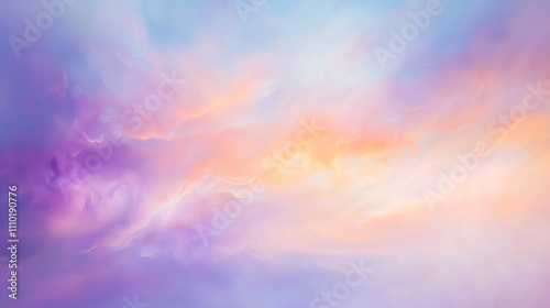 Surreal abstract painting, pastel gradients, soft clouds blending into vivid neon streams, 