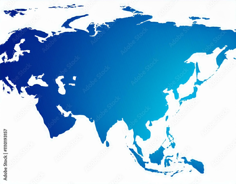 Blue gradient of Asia map on white background Blue gradient of Asia map on white background