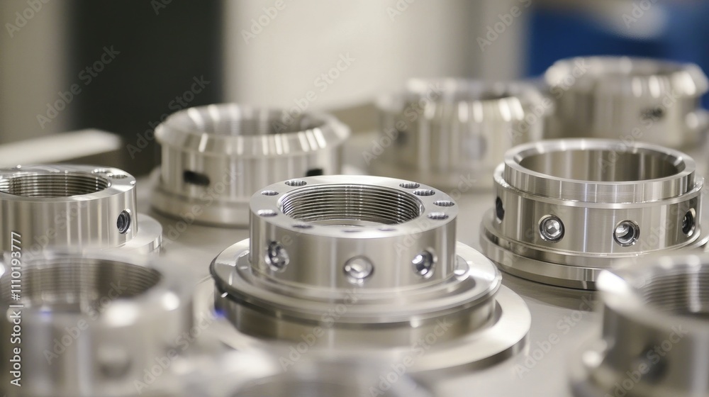 Mechanical components and precision parts displayed in a manufacturing workshop for alloy products and engineering applications Mechanical components and precision parts displayed in a manufacturing workshop for alloy products and engineering applications