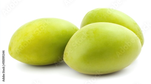 Wallpaper Mural Organic green Hog Plum trio isolated on white background showcasing fresh fruit for healthy recipes and culinary presentations. Torontodigital.ca