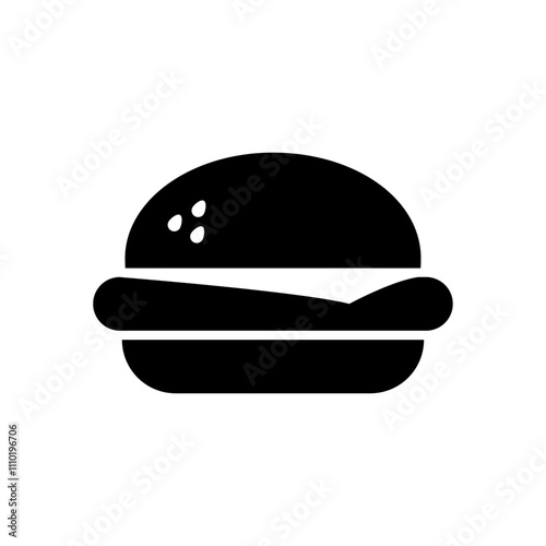 Burger icon with layered bun and fillings for food or fast food symbol