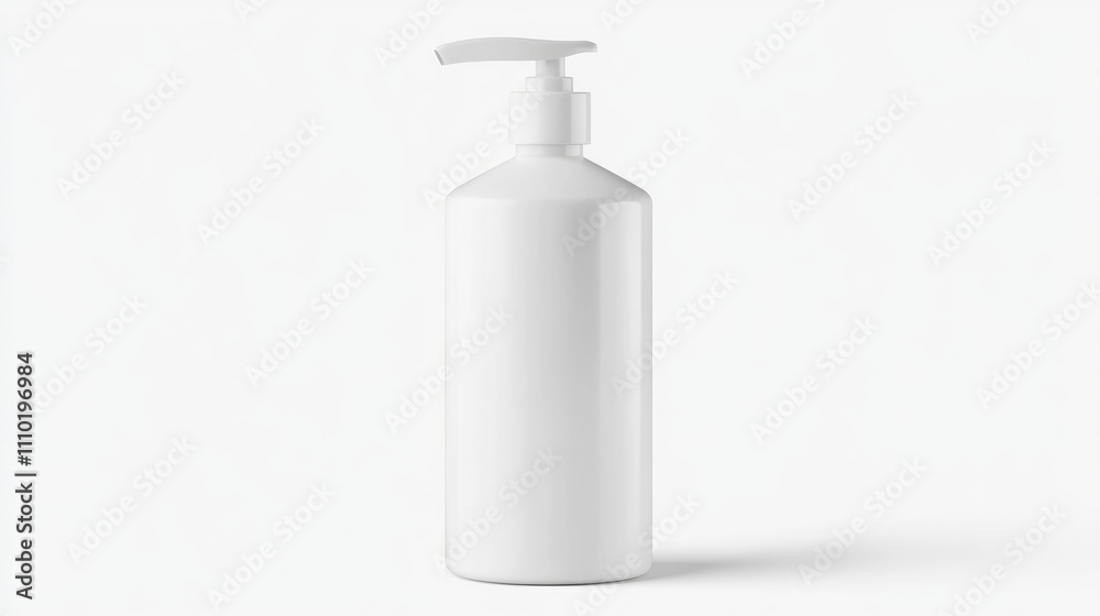Blank bottle with pump dispenser isolated on a white background for cosmetic or personal care product packaging design mockup Blank bottle with pump dispenser isolated on a white background for cosmetic or personal care product packaging design mockup