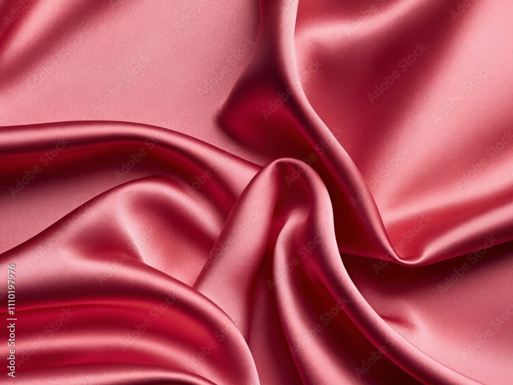 Fototapeta premium Luxurious red satin fabric with soft fluffy texture.