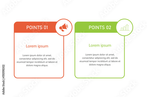 business infographic template two options, comparison process, vector illustration
