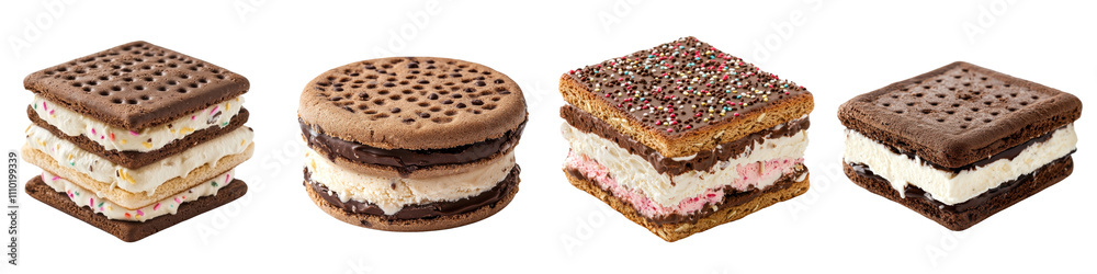 Ice cream sandwich isolated on a white background. Mix Collection PNG. Ice cream sandwich isolated on a white background. Mix Collection PNG.