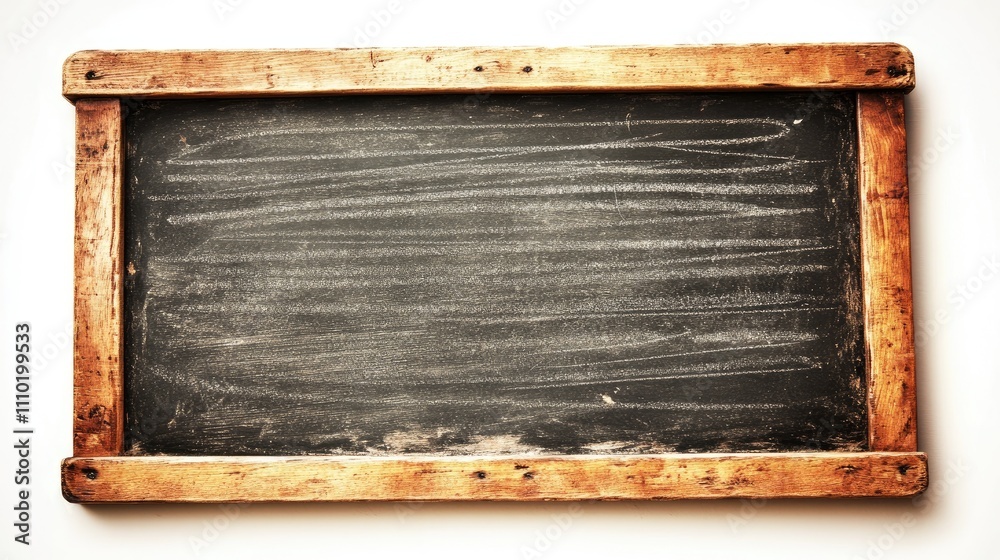 Rustic wooden framed chalkboard with a blank surface on a clean white background ideal for educational or creative purposes Rustic wooden framed chalkboard with a blank surface on a clean white background ideal for educational or creative purposes