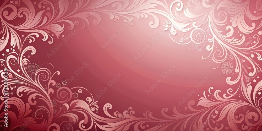 Swirling Floral Design with Delicate White Vines on a Soft Red Background Swirling Floral Design with Delicate White Vines on a Soft Red Background