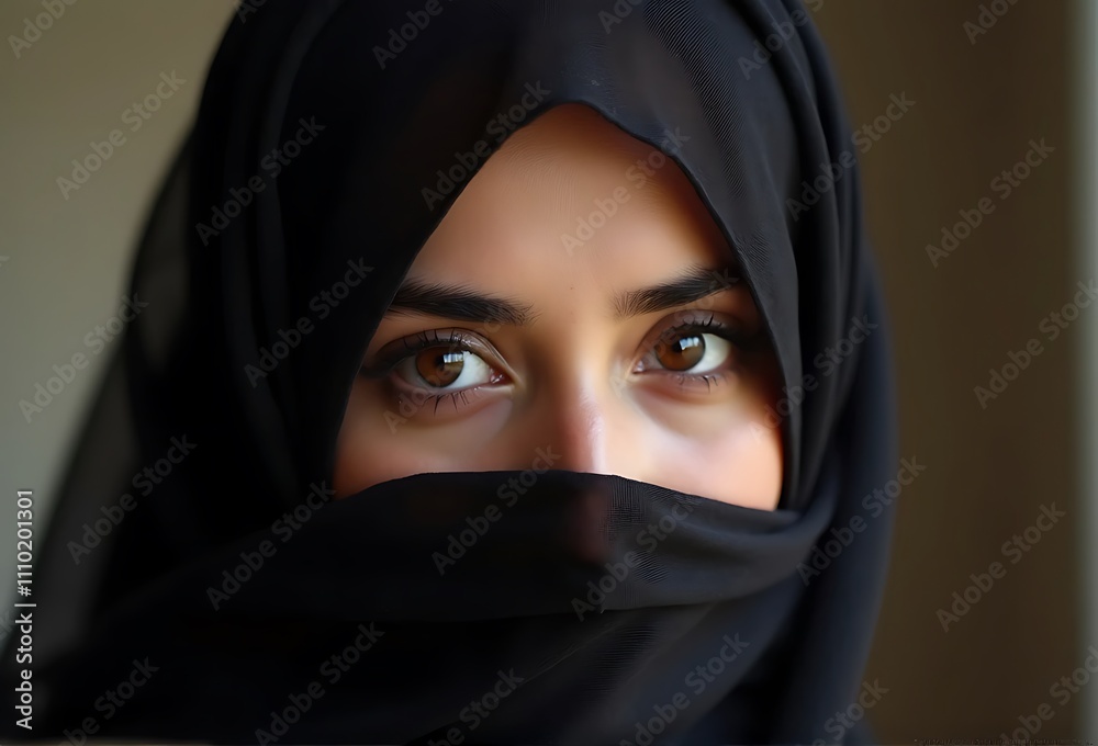 Portrait of a beautiful Arabic woman in a veil Generative Ai
