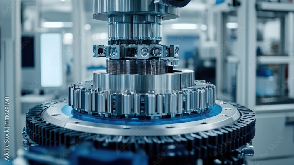 Smart factory automation with robotic arms and gear mechanisms showcasing advanced industry technology on a white background. Smart factory automation with robotic arms and gear mechanisms showcasing advanced industry technology on a white background.