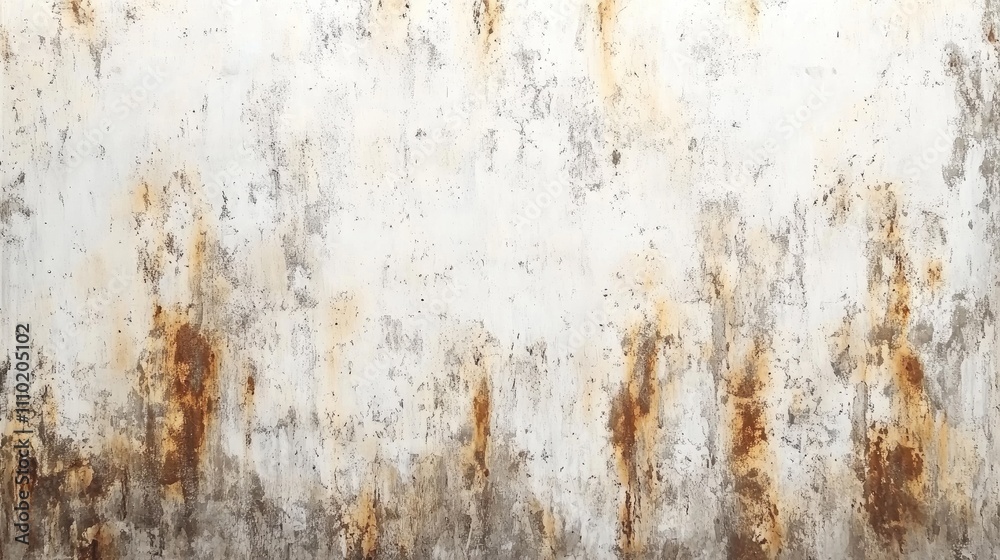 Rusted white metal wall texture with streaks of rust creating an aged industrial background for design and artwork applications Rusted white metal wall texture with streaks of rust creating an aged industrial background for design and artwork applications