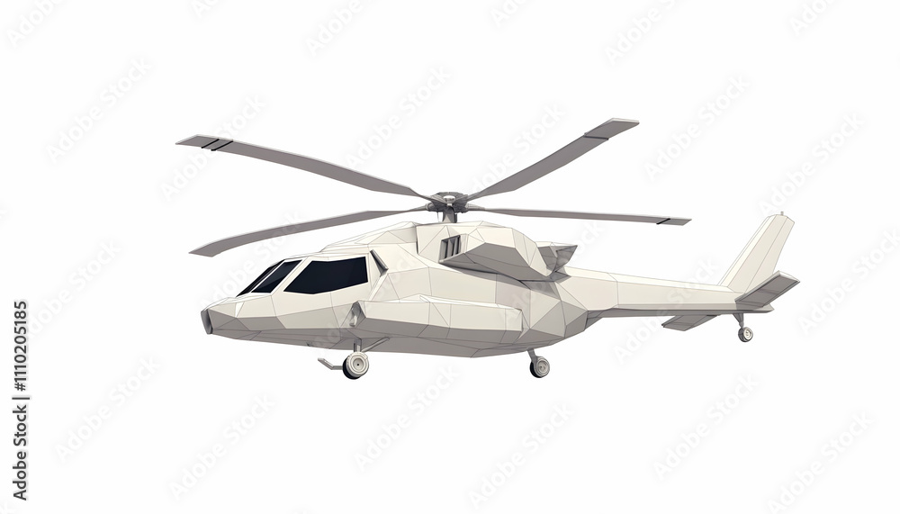 A stylized, low-poly helicopter design with a modern aesthetic. A stylized, low-poly helicopter design with a modern aesthetic.