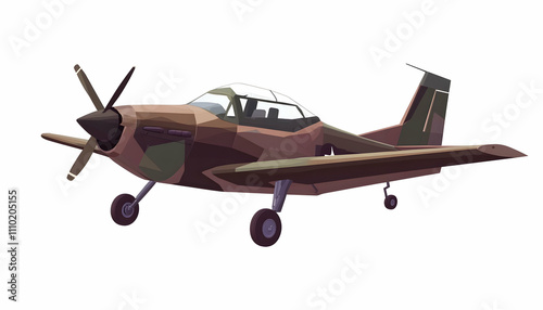 A stylized, low-poly aircraft with a military camouflage design.